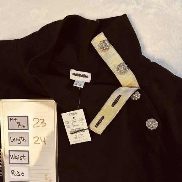 NWT J.Crew Factory Jewel-button Mockneck Pullover Black Sz Large Fleece - Picture 10 of 12